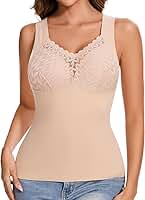 Regata térmica feminina, sem costura, forrada com lã e com detalhes em renda, camisola modeladora ultramacia e quente para o inverno, para uso diário (EUA, Alpha, GG, Regular, Regular, Nude)