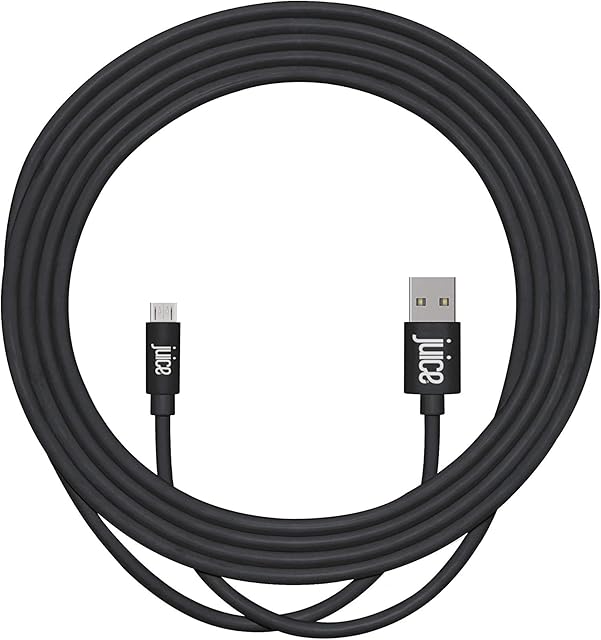 Juice Micro USB 3m Charger and Sync Cable for Android Samsung Galaxy S7,S6,S5, Huawei, Xiaomi, Nokia, Sony, Nexus, HTC, Kindle - Black