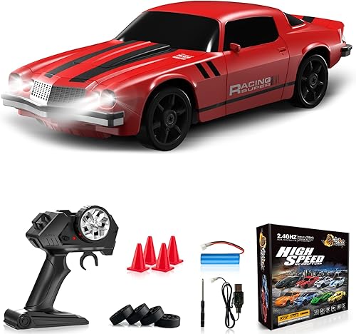 Coche de deriva RC 124 auto de control remoto 4WD 15KMH de alta velocidad de carreras deportivo con luces LED RC coches juguete para niños niñas