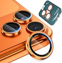 imluckies Camera Lens Protector for iPhone 17 Pro/iPhone 17 Pro Max - Tempered Glass AR+AF (Anti-Reflection), 9H Hardness, HD Metallic Lens Protection with Installation Stand, Orange