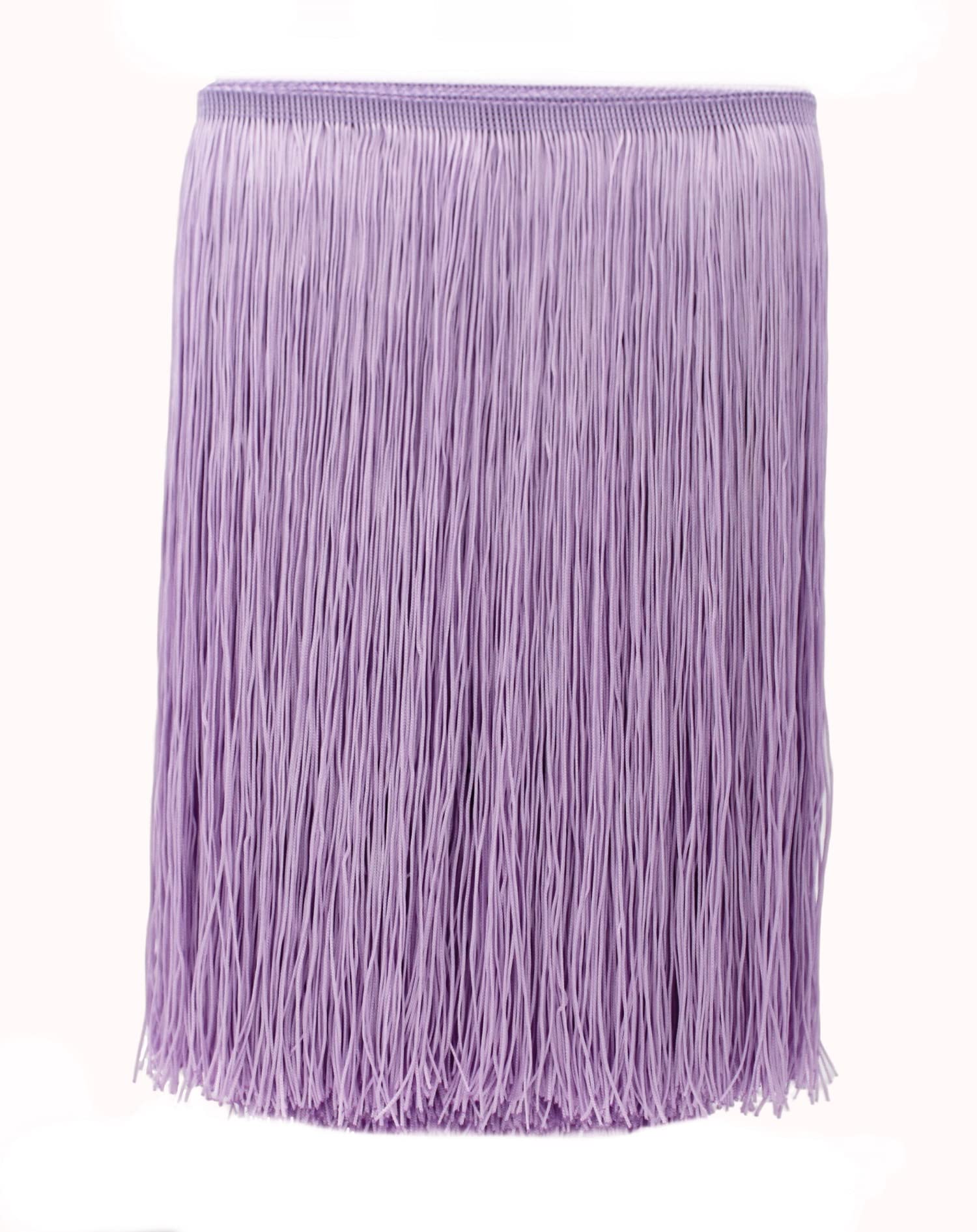 Yalulu 10 Meters Long 30 CM Wide Polyester Latin Fringe Tassel Trimming Lace DIY Latin Macrame Samba Dance Dress Stage Clothes Curtain Trim (Light Purple)