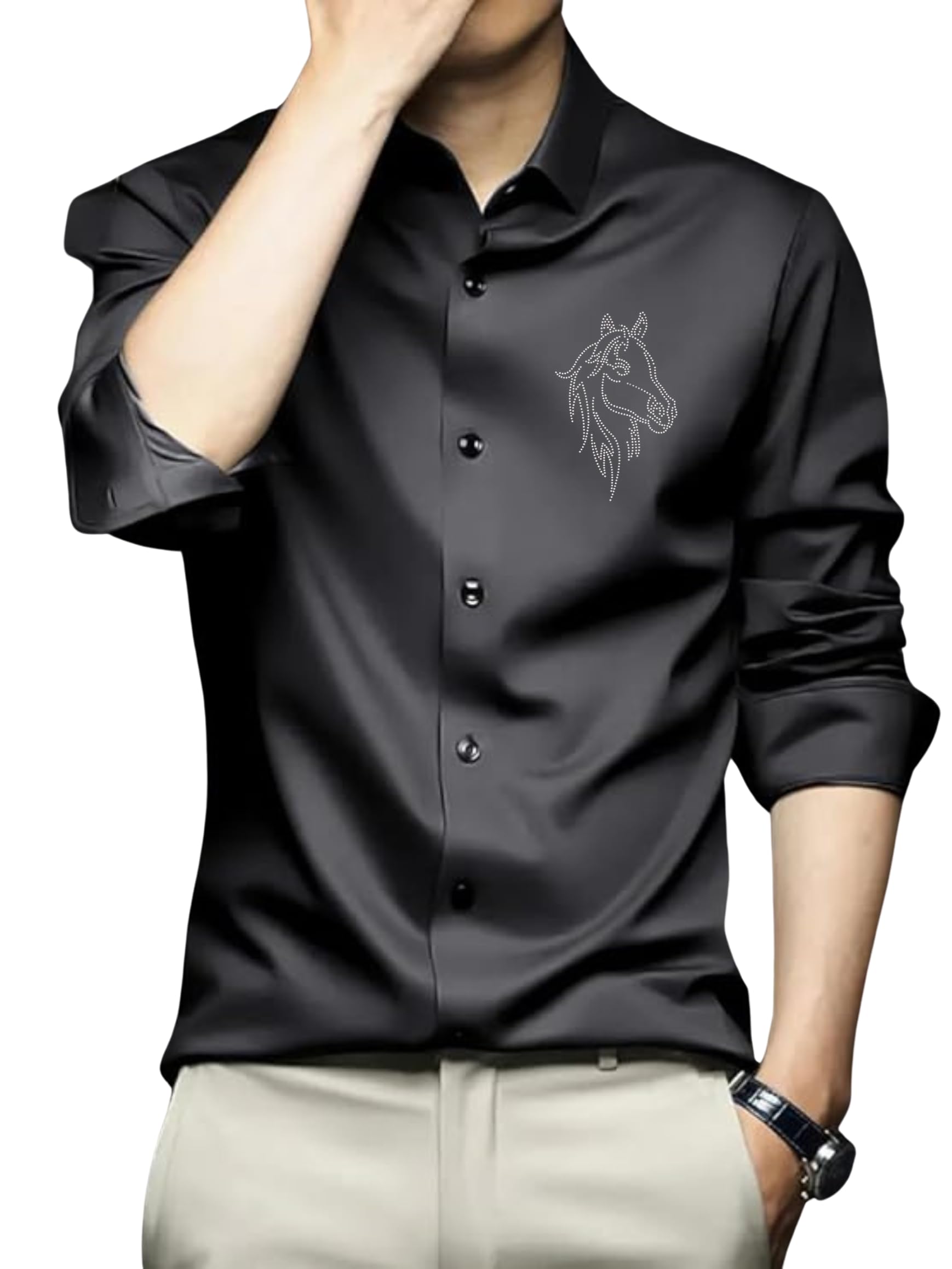 indoprimo Men's Stylish Club Wear Satin Party Shirt Full Sleeve-picture-35