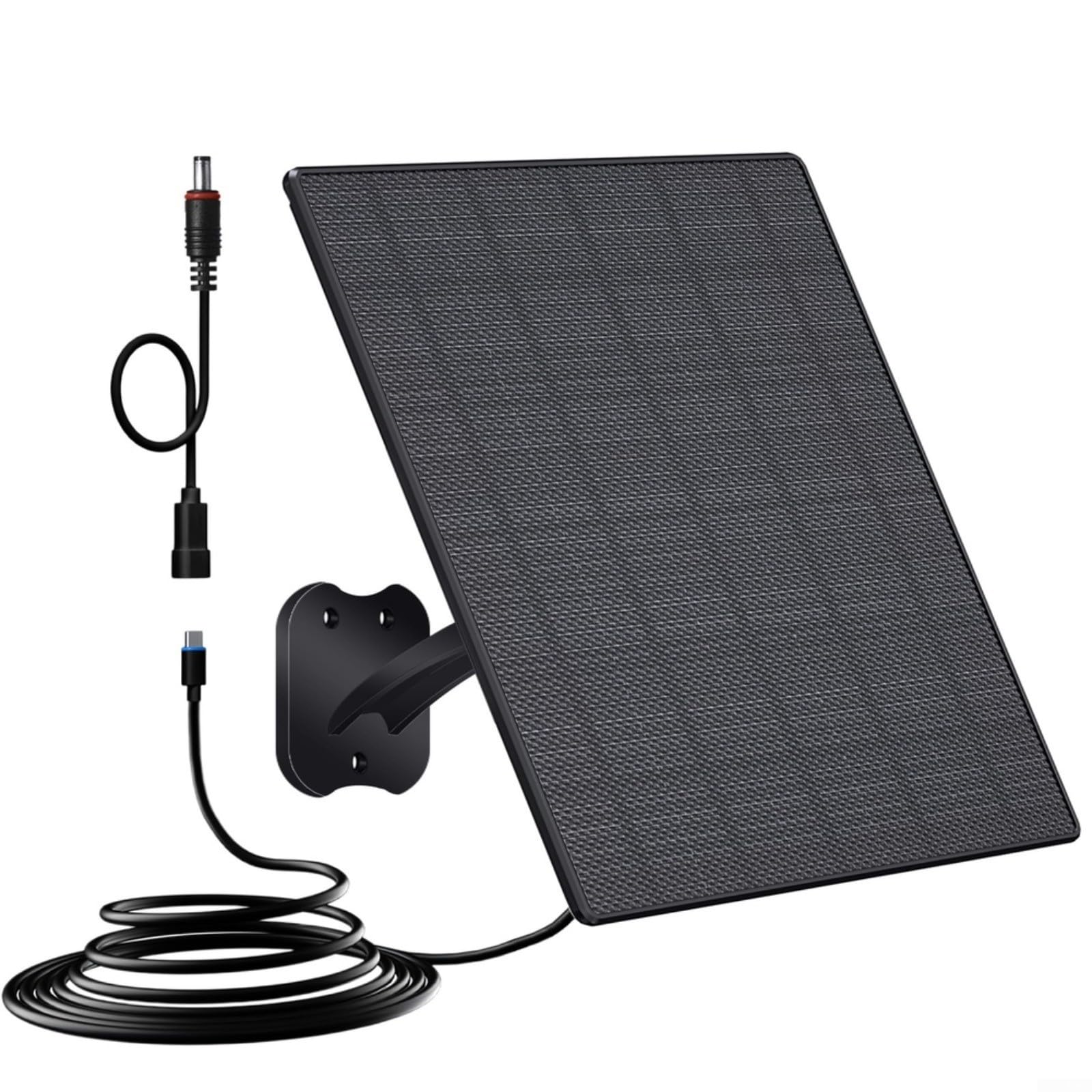 Panel solar para cámaras de seguridad de 10W y 5V con cable de 2.2 metros y soporte ajustable