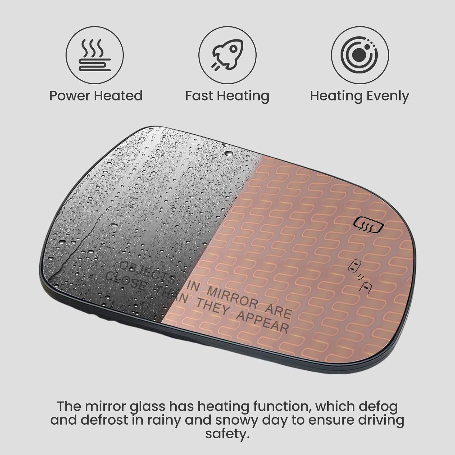 Passenger Side Mirror Glass Replacement for 2011-2020 Toyota Sienna - Heated with Blind Spot Detection (BSD), Wtih ABS Backing Plate,Replaces OE 87903-08040, 87903-08090（2 pin connector, not 4-pin）