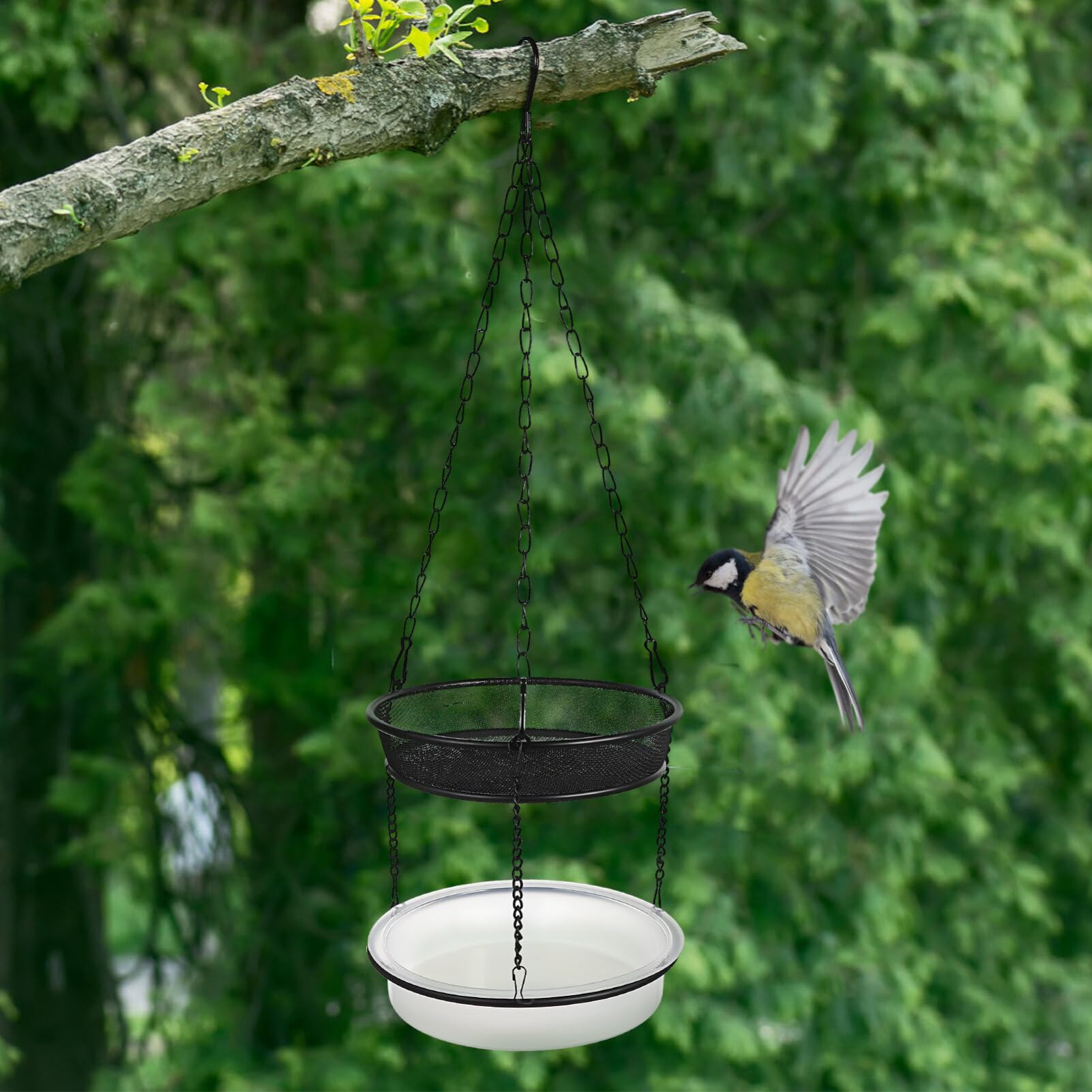 ULTECHNOVO 5pièces Mangeoire à Oiseaux Suspendue avec Double Plateau pour Nourrir Et Abreuver Les Oiseaux Accessoire Décoratif pour Jardin Et Balcon Facile à Installer