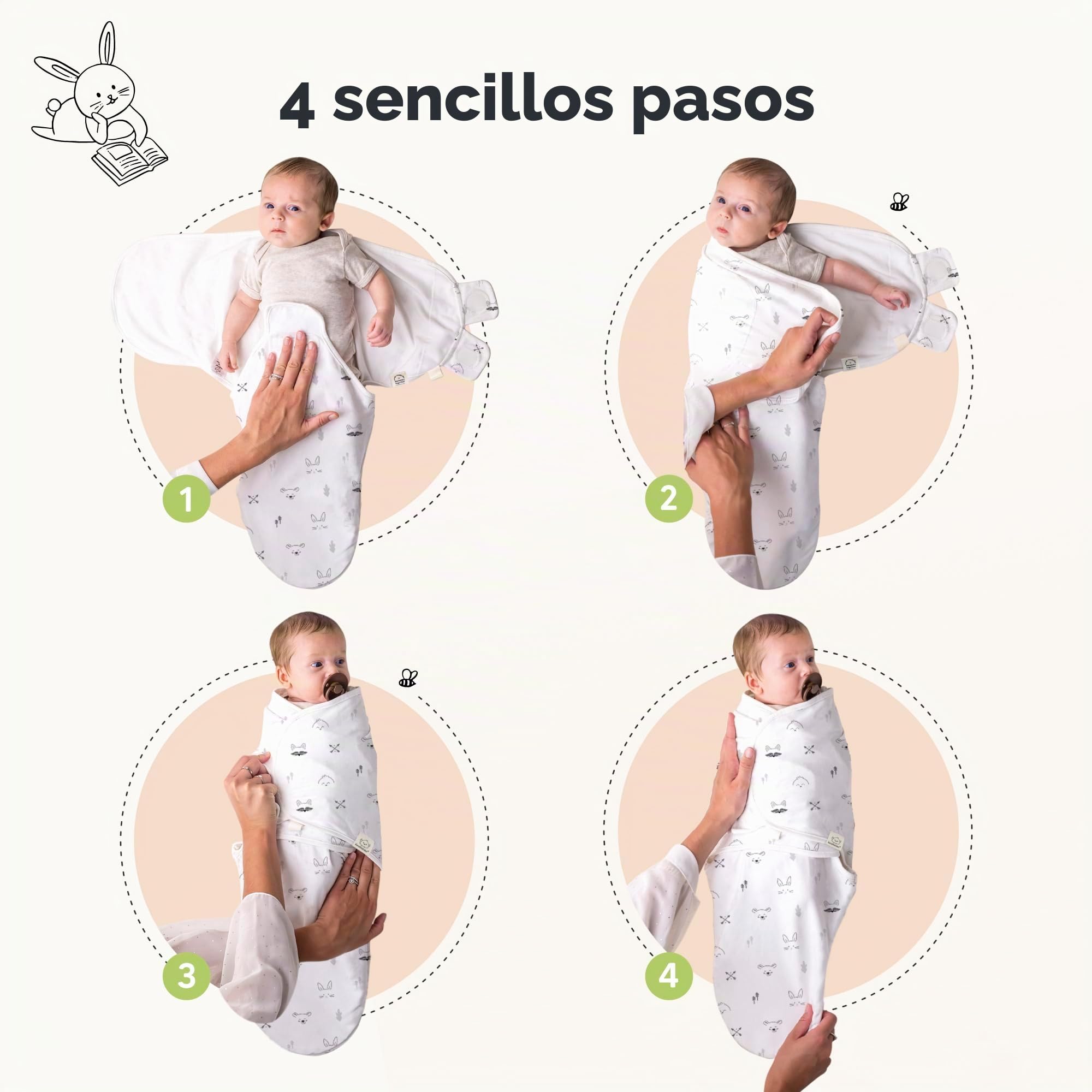 KeaBabies Sacos orgánicos para Dormir para bebé – Paquete de 3 pañales para bebé recién Nacido de 0 a 3 Meses – Saco de Dormir para bebé – Saco de Dormir para recién Nacido, bebé (Nordic)