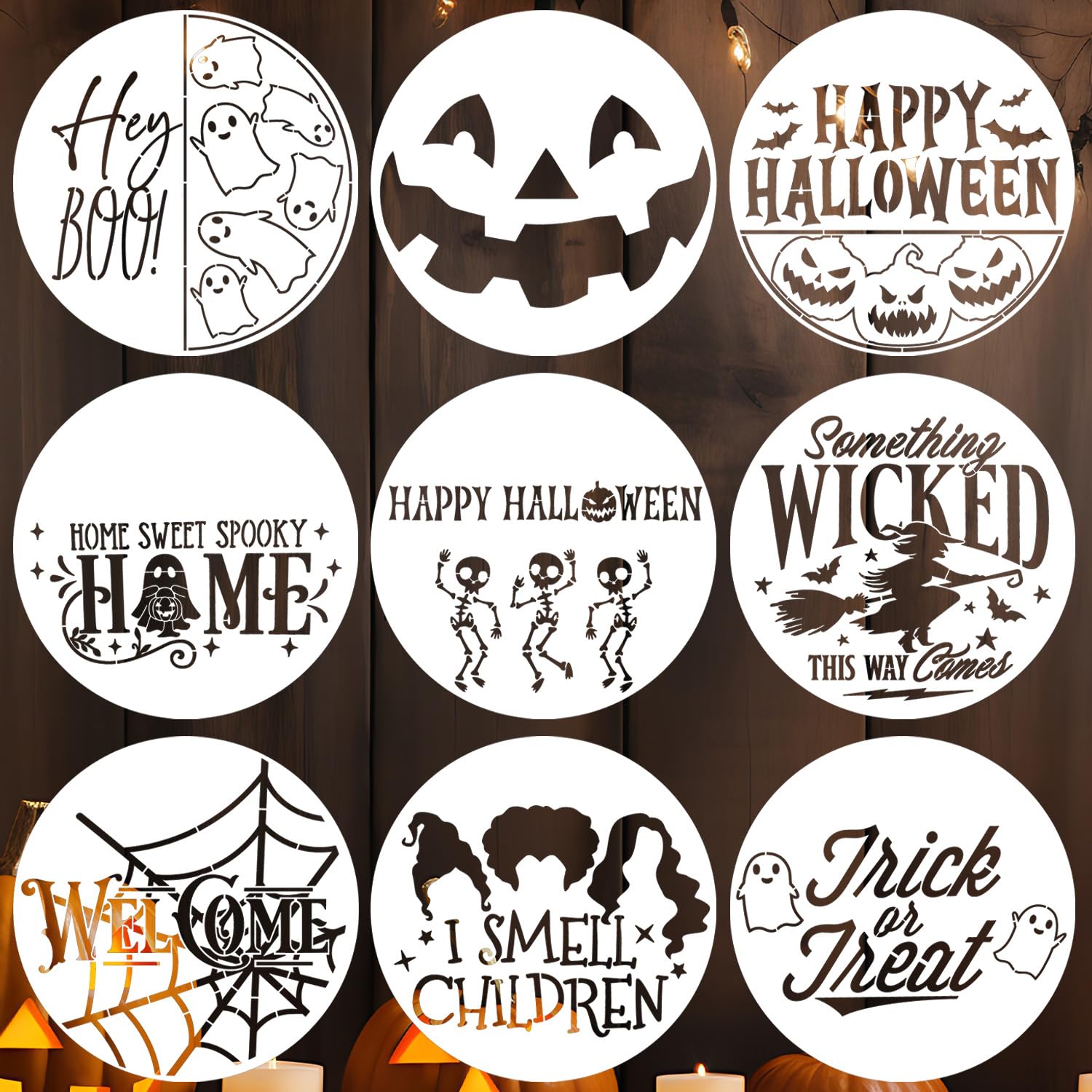 Halloween Stencils Large Halloween Stencils For Painting On Wood 12inch  Round Letter Stencils, image size:1500x1500