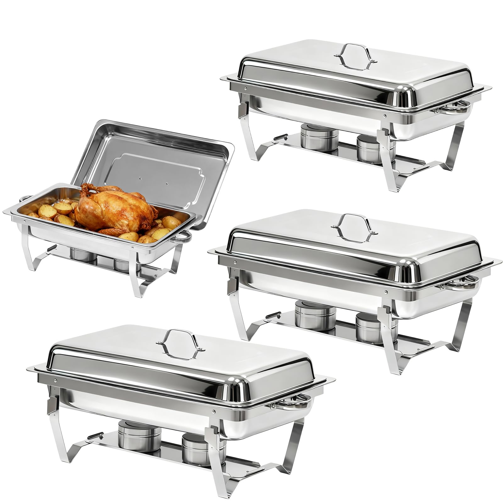 Photo 1 of Charcofire Chafing Dishes for Buffet with Full-Size Pans, 9QT Chafing Dish Sets, 304 Stainless Steel Buffet Servers and Warmers,Food Warmers for Parties & Dinners, Warming Trays for Buffets Party