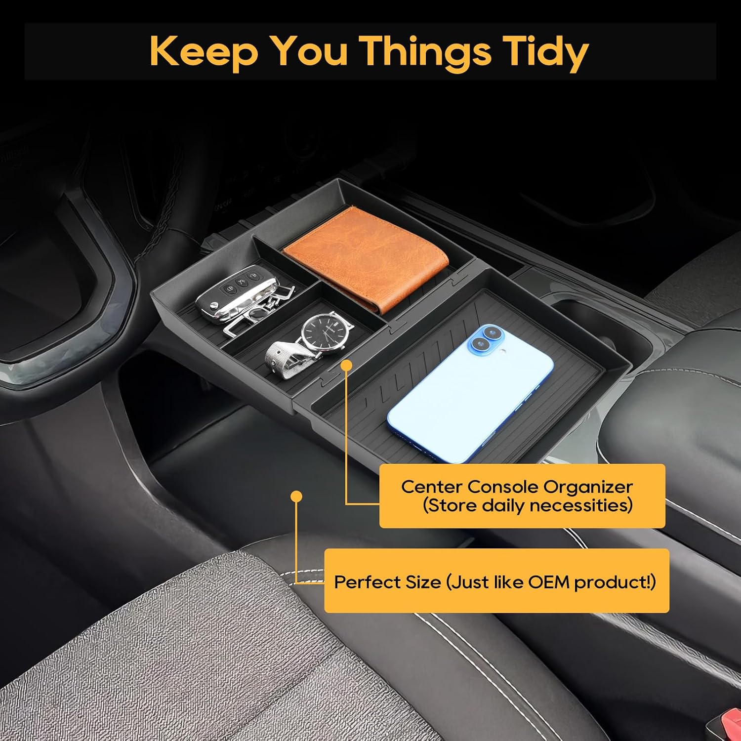 LFOTPP for GMC Acadia Center Console Organizer for 2024-2026 GMC Acadia (Elevation/AT4/Denali) Middle Armrest Storage Tray Insert,OEM Fit, Non-Slip Waterproof 2024 2025 2026 GMC Acadia Accessories