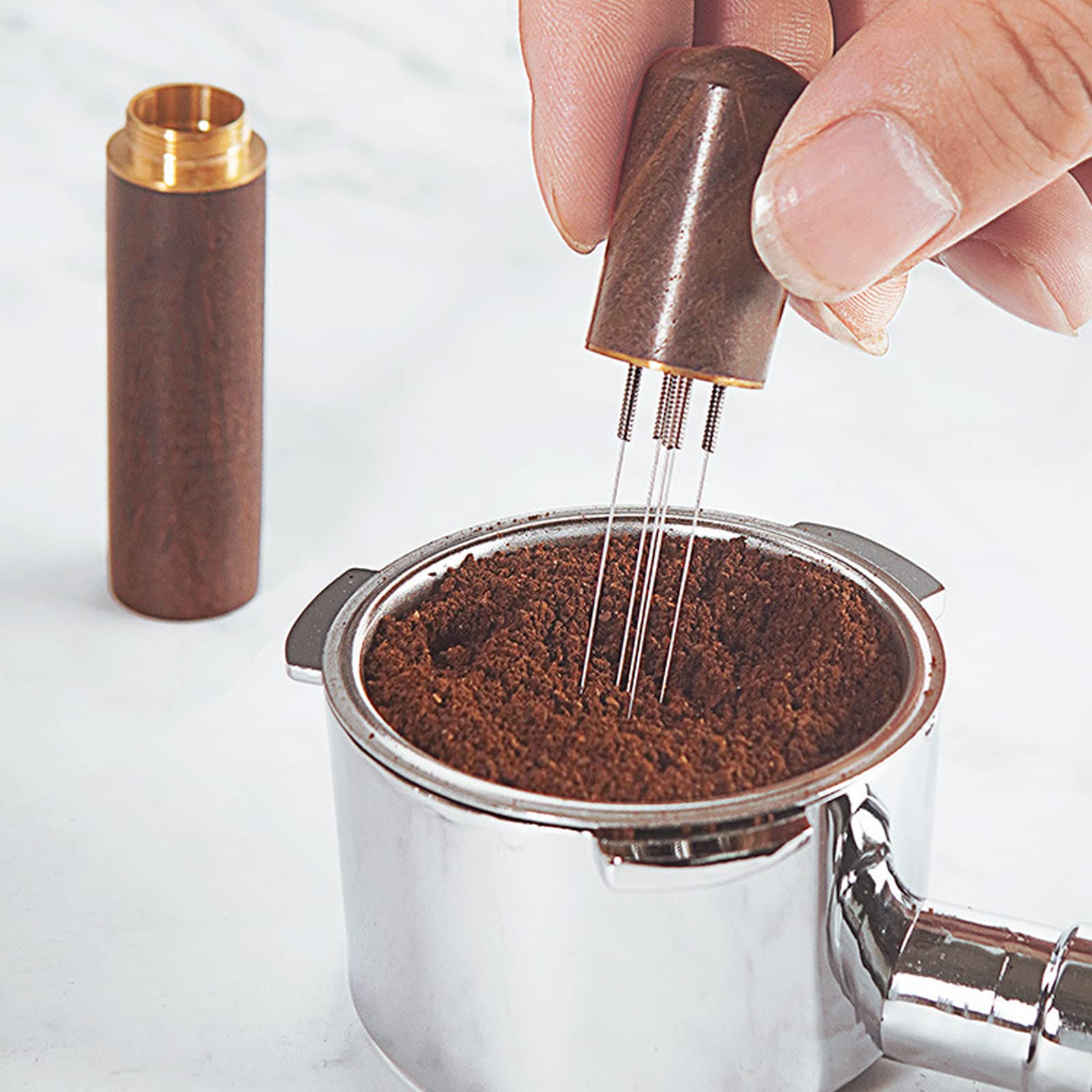 Distributore Di Caffè WDT Con Manico In Legno E 6 Aghi Sottili 0,4 Mm - Strumento Agitatore Per Espresso - 2