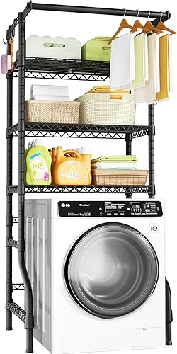 Ulif U11 - Estantes medianos sobre lavadora y secadora, 3 niveles para almacenamiento y organizador de lavandería, estante de pie, estante de secado