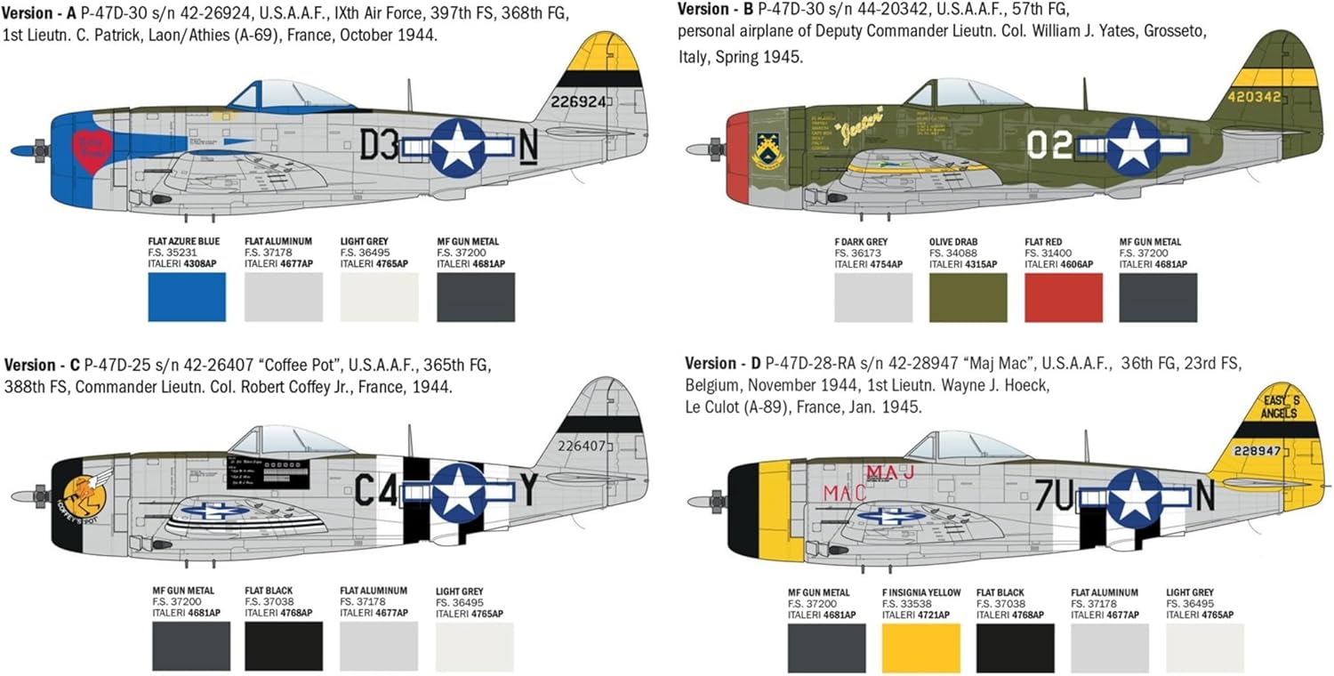 ITALERI IT2835 1/48 WW2 US P-47D Thunderbolt European Front Plastic Model (Airplane)