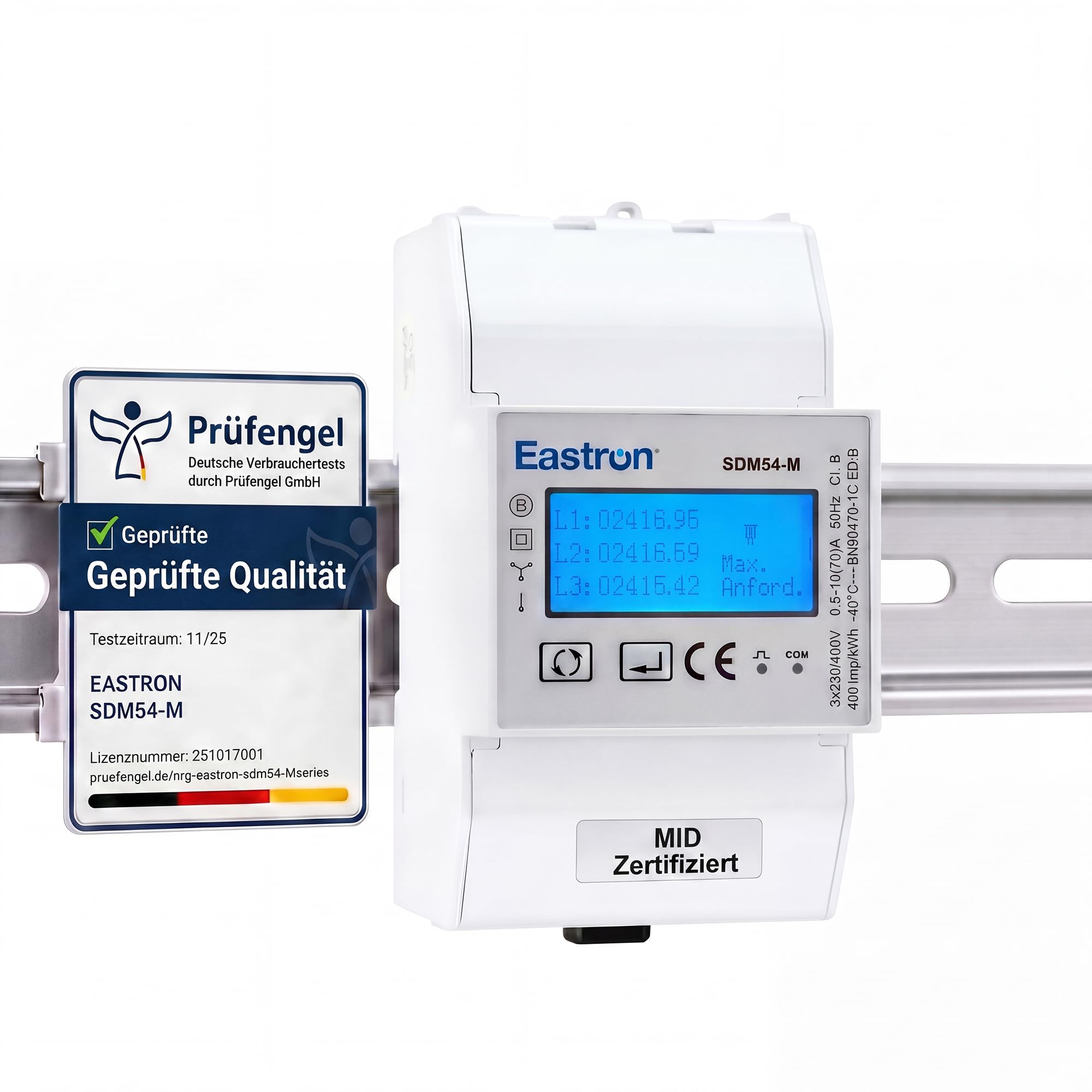 Eastron SDM54-M MID-zertifiziertes dreiphasiges 100-A-Direktanschluss-DIN-Schienen-RS485-Modbus-MID-Messgerät für EV-Ladegeräte und Solarsysteme