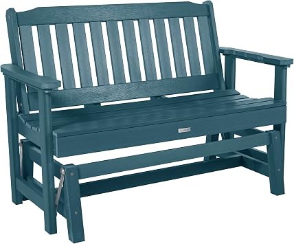 Highwood Lehigh Outdoor Glider Loveseat, 4ft, Nanatucket Blue