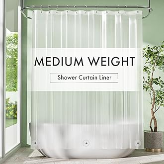 Amazer Shower Curtain Liner, 72 x 72 Inches EVA 5G Bathroom Plastic Shower Curtain Liner with 3 Magnets and 12 Grommet Holes-Frosted