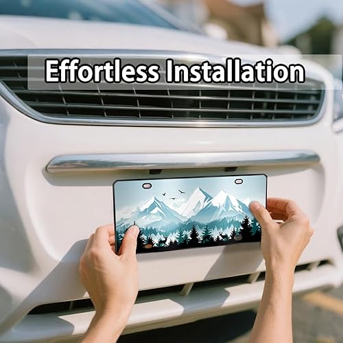 Miniatura 5 de Cubierta de placa de matrícula de selva, accesorio de decoración de automóvil de metal de 6 x 12 pulgadas, cubierta de placa delanteratrasera con 4