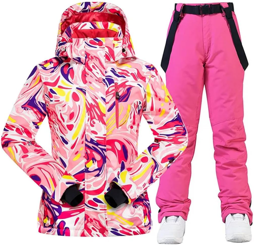Women Winter Thermal Waterproof Windproof Clothes Snow Skiing And Snowboarding Suits Pants Ski Jacket Set