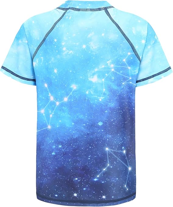 Boys Short Sleeve Swim Shirt for Boys Rash Guard Shirts UPF 50+ Sun Protection Bathing Suits