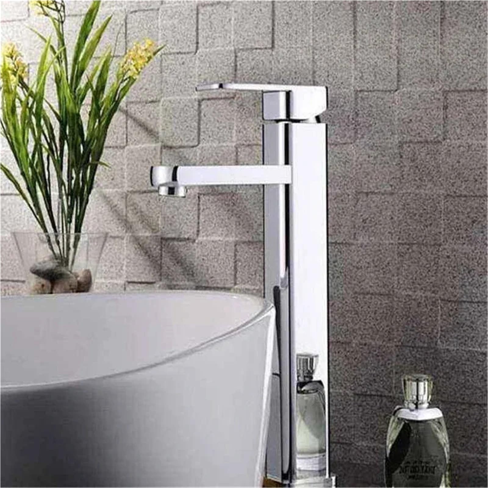 Bateria umywalkowa ze stali nierdzewnej, jednouchwytowa bateria łazienkowa z uchwytem, bateria mieszająca do WC, bateria z mieszaczem ciepłej i zimnej wody na blacie (60 cm, 2 sztuki)