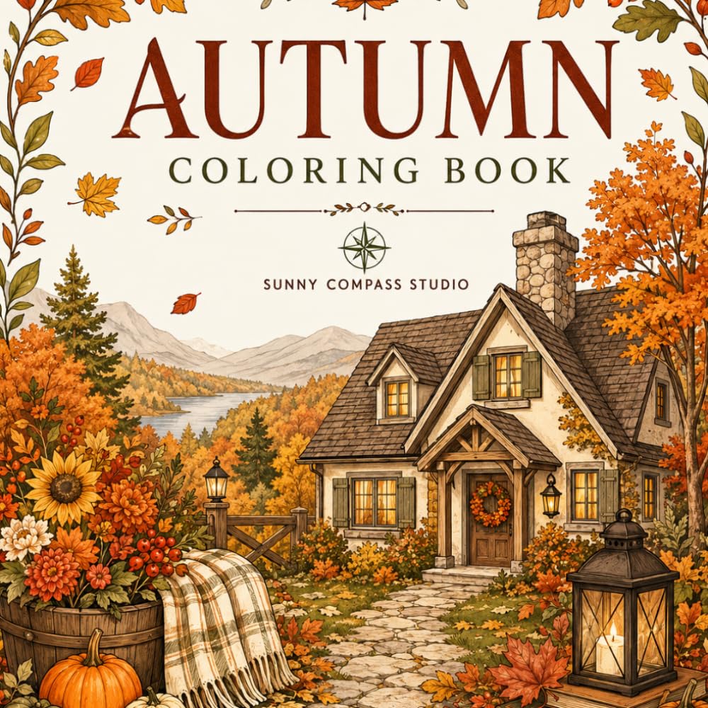 Autumn colouring book: Stress-Relieving Autumn Colouring Pages Filled with Cottages, Orchards, Forest Paths and Peaceful Countryside Views (Seasons colouring books)