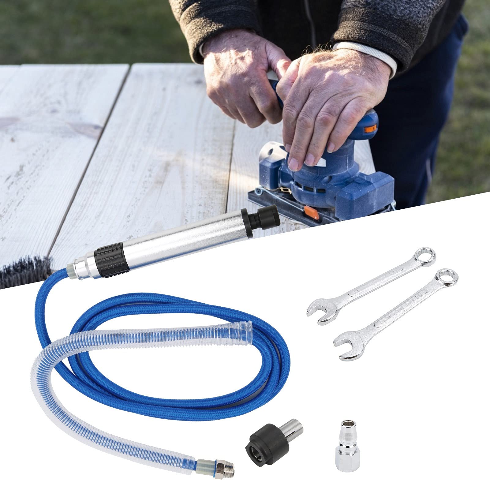 KP - 609 Lucidatrice pneumatica, lucidatrice a velocità regolabile per rettifica superficiale, struttura a doppio cuscinetto con ugello gas e chiave, strumento professionale per metallo, legno, gomma