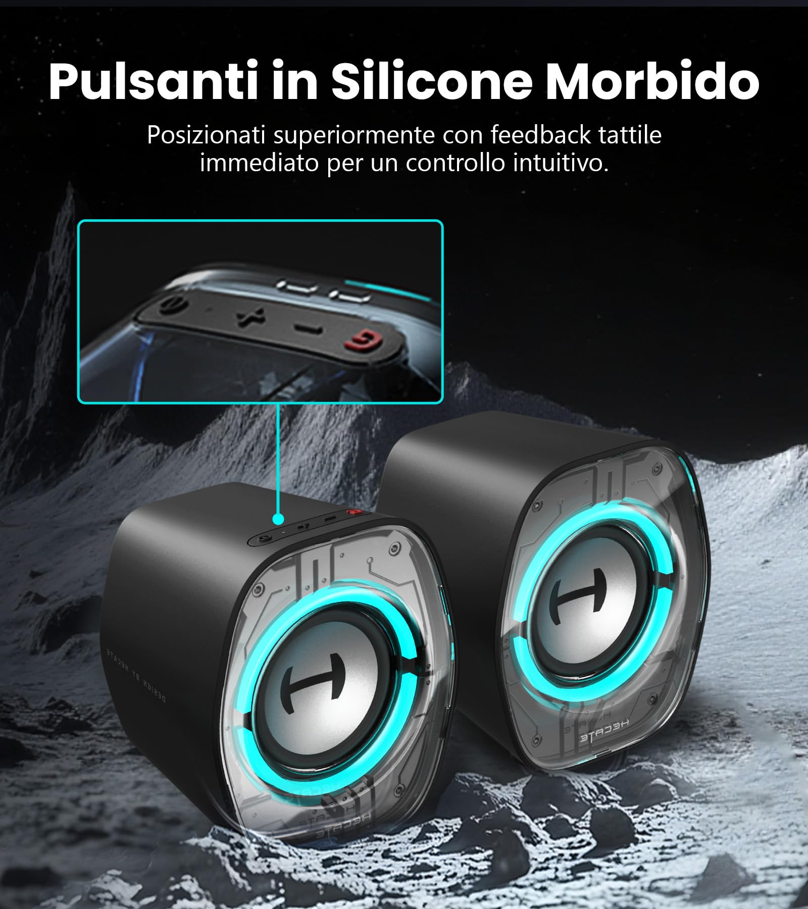 Edifier G1000 II Casse per Computer Gaming, Driver Full-Range da 2,5 Pollici con Bassi Potenziati, Bluetooth 5.4 via USB-C/AUX, 9 Modalità RGB Dinamiche, Compatte per PC/PS5/Switch (Nero)