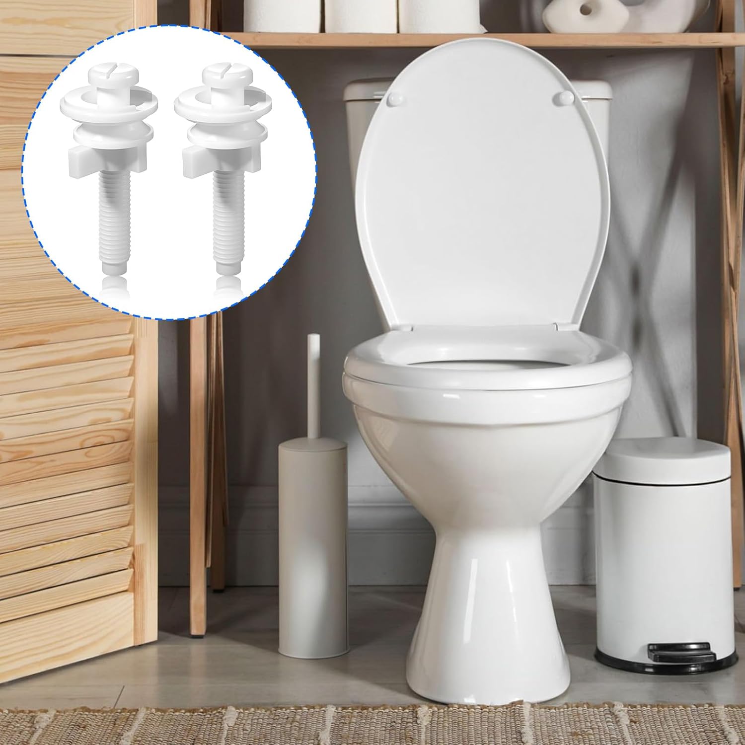 6 Pcs Toilet Seat Screws Replacement Kit Durable White Plastic Toilet Seat Hinge Bolts Screws Plastic Nuts Bolts and Washers ToiletScrew PlasticHardware for Fixing The Top Seats