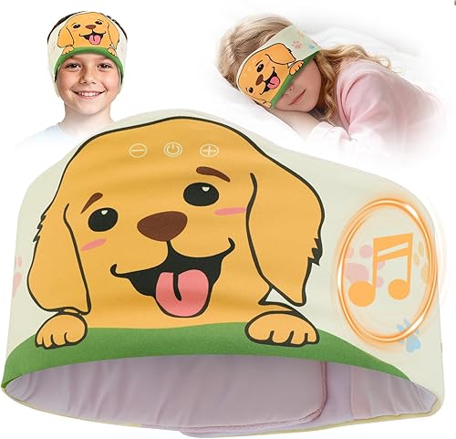 ZHENYEMEI Toddler Headband Headphones Wireless, Kids Bluetooth Earphones for iPad, Safe Volume - Wired School Headphones for Kids with 3.5 MM Jack Travel Plane Accessories Gift for Boys & Girls (Dog)