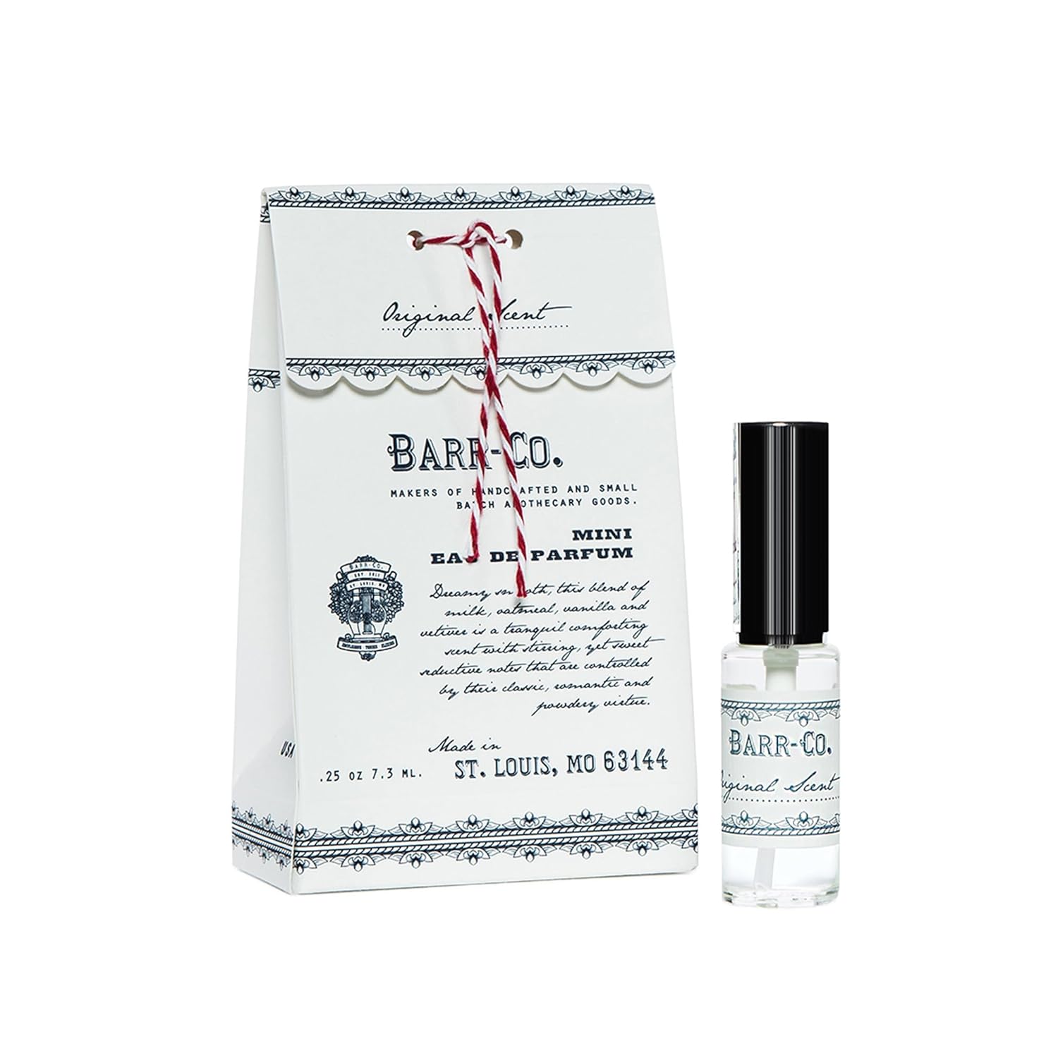 Barr-Co. Original Scent Mini Perfume Spray, Creamy Vanilla Scent with Oat & Vetiver, Concentrated Perfume Oil for Women, Travel Size, 0.25 fl oz