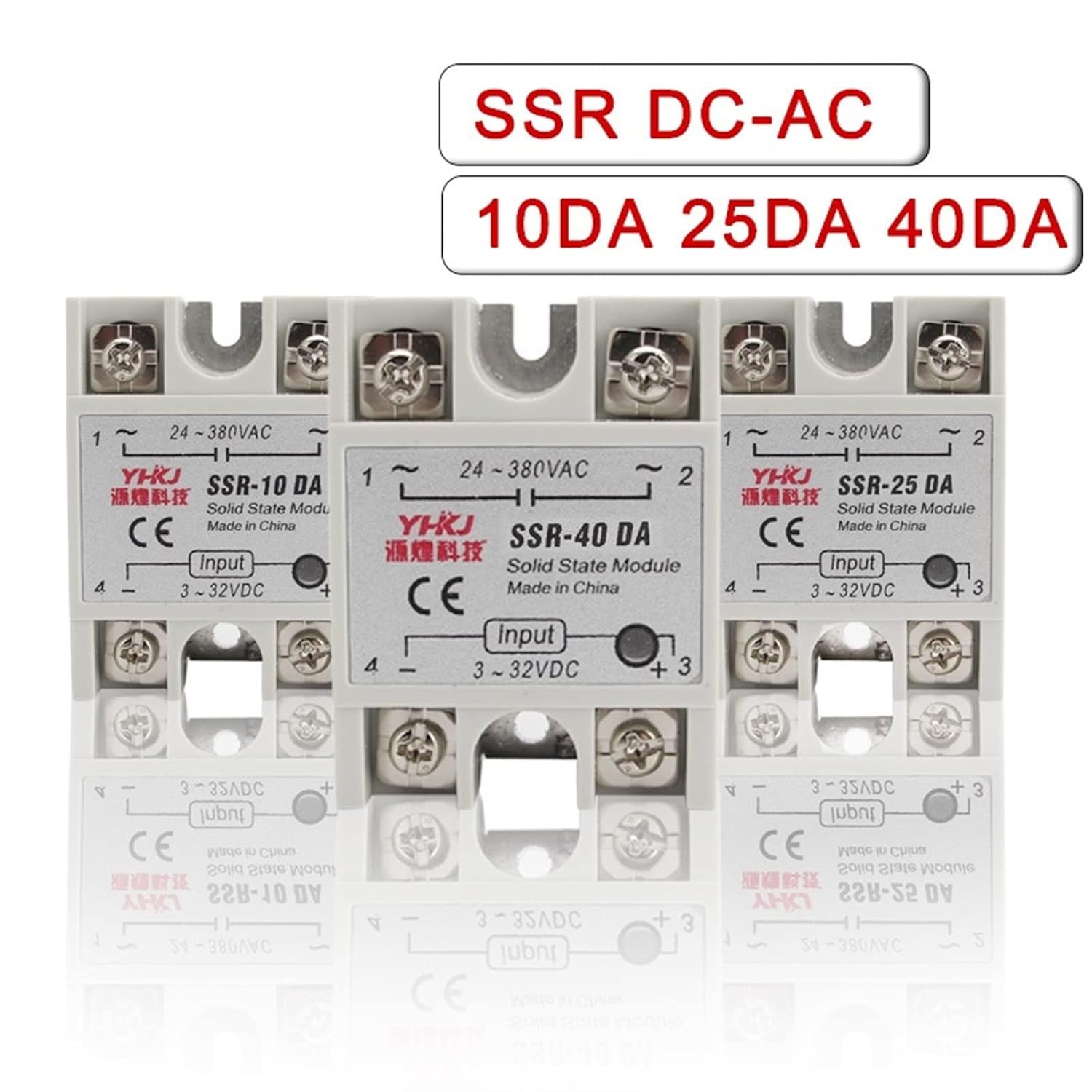 1pcs Solid State Relay SSR-25DA 25A SSR-10DA SSR-40DA 5-24VDC to 24-380V AC SSR 25DA6-20mA(SSR-25DA)