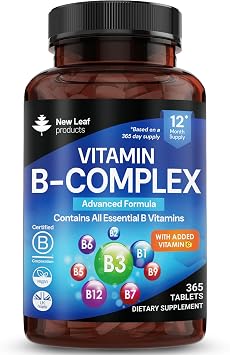 Vitamin B Complex - 365 Small Tablets - All 8 B Vitamins B1-B2-B3-B5-B6-B12, 1 Year SupplyHigh Strength Biotin, Folic Acid and Vitamin C - Reduction of Tiredness, Energy & Immune Support - UK Made