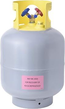 Flame King 50LB Refrigerant Recovery Cylinder Tank, 400 PSI, Dual Y-Valve Liquid/Vapor, Heavy-Duty Steel, HVAC Recovery & Storage
