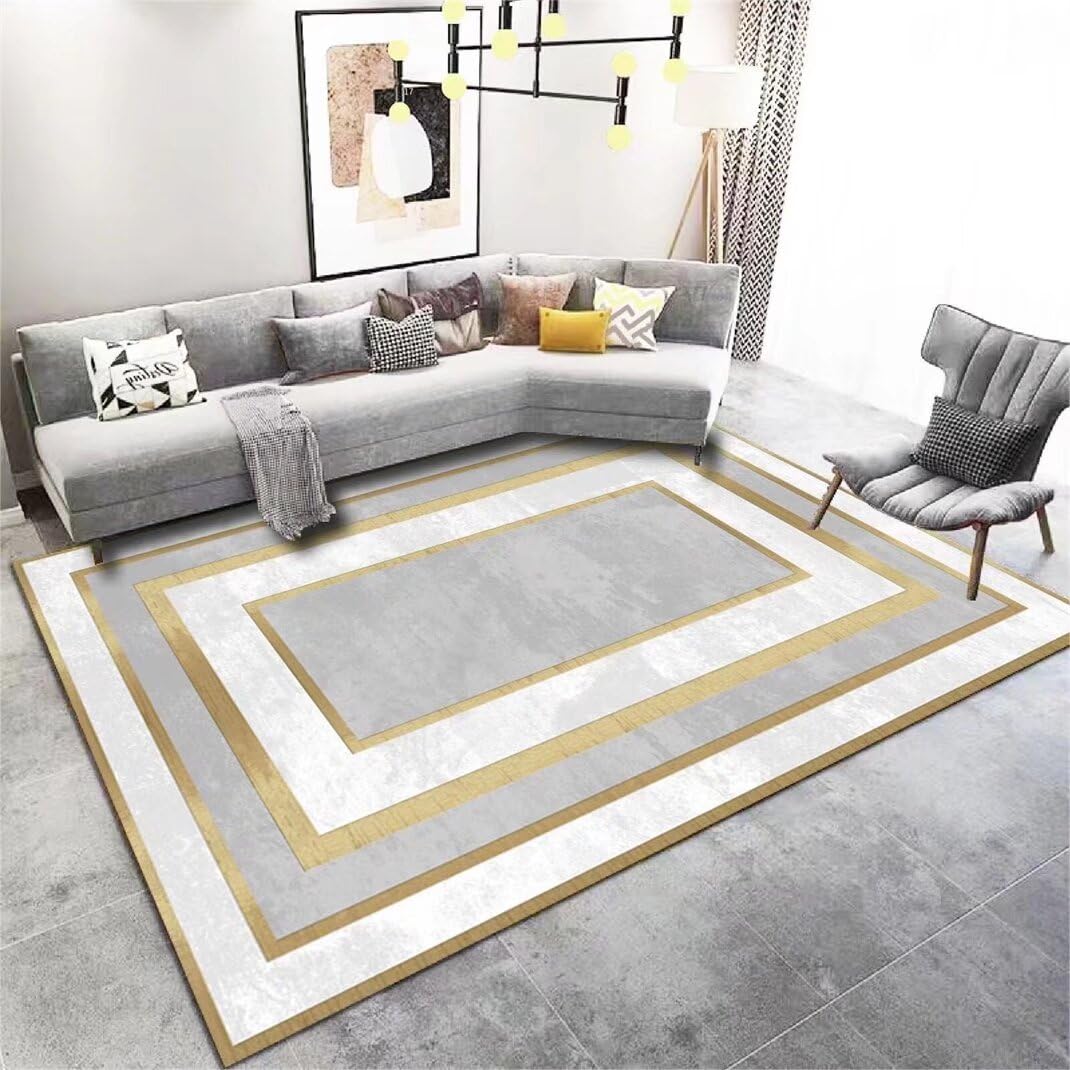 Tapis lavable poils courts gris clair doux pour chambre et salon