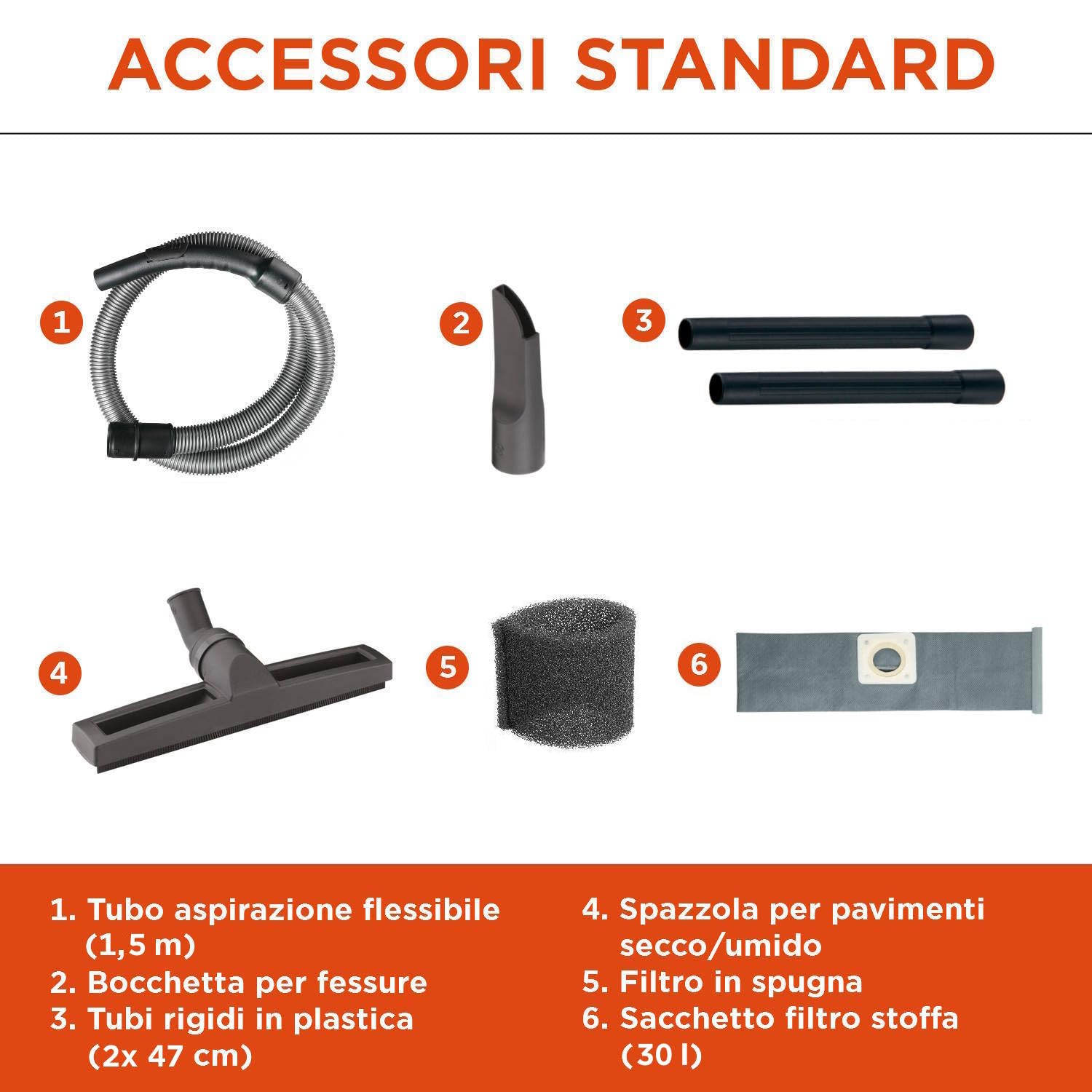 BLACK+DECKER Aspiratore Solidi e Liquidi BXVC30XDE (1600 W, 30 l)