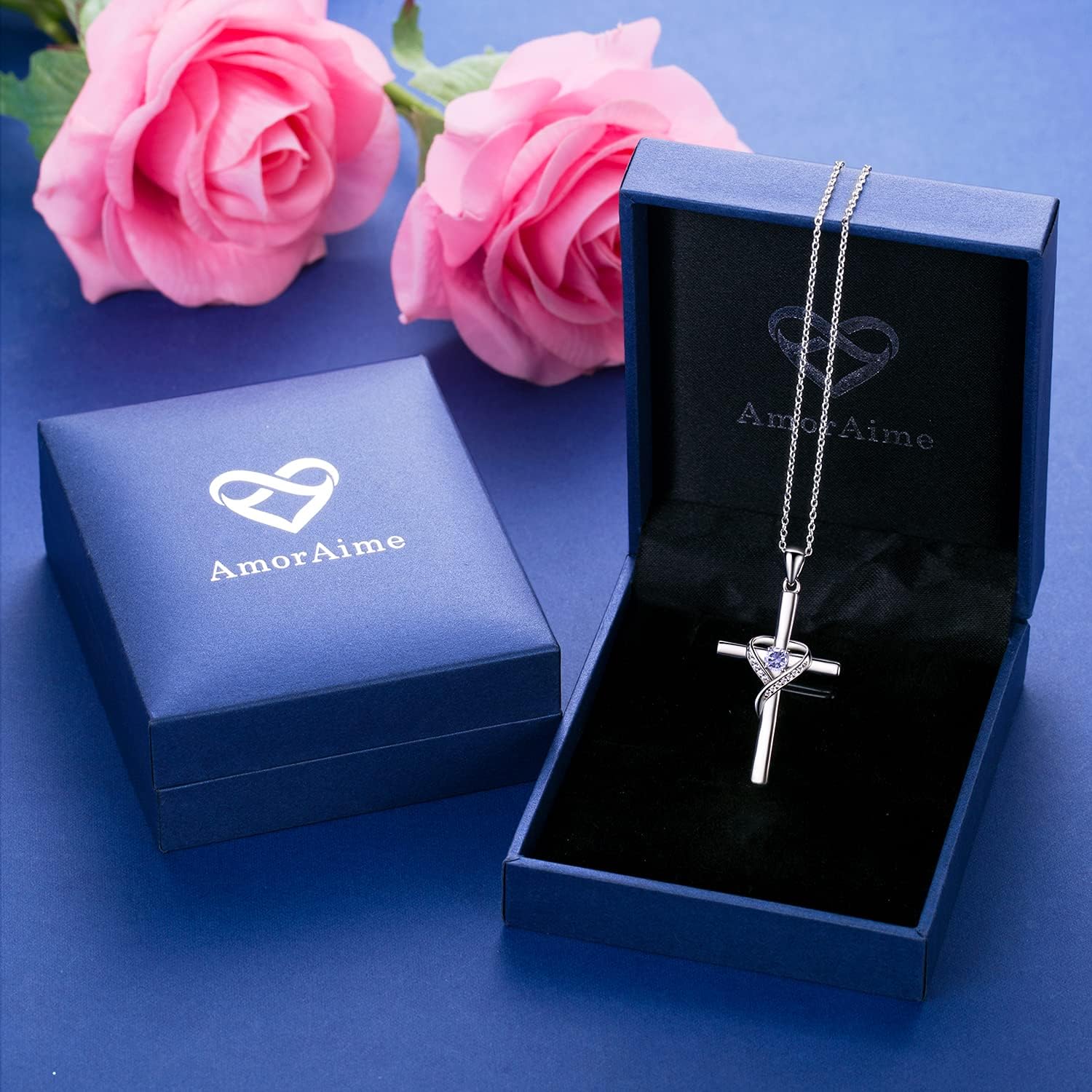 AmorAime 925 Sterling Silver Cross Necklace for Women Heart Necklaces for Mother for Festival, Vacation or Holiday - Image 7