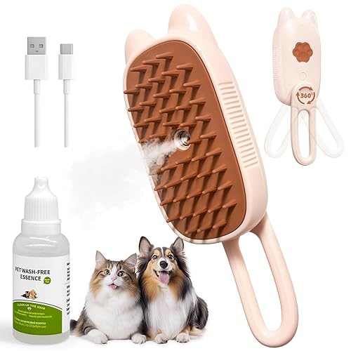Miniatura 9 de Spritz Defur Comb 3 en 1 Cepillo de vapor recargable para mascotas para gatos y perros de pelo largo y corto, antiestático, desprendimiento,