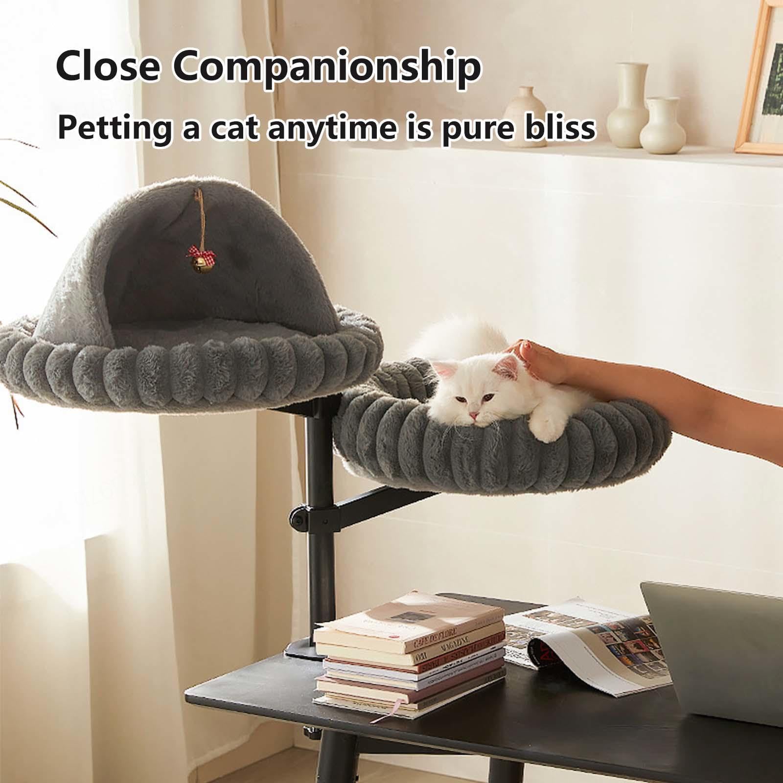 Cuccia Gatto Chiusa, Rotazione a 360° Altezza Regolabile Lettino Gatto con Robusd per Animali Domestici Fino a 20 kg,White