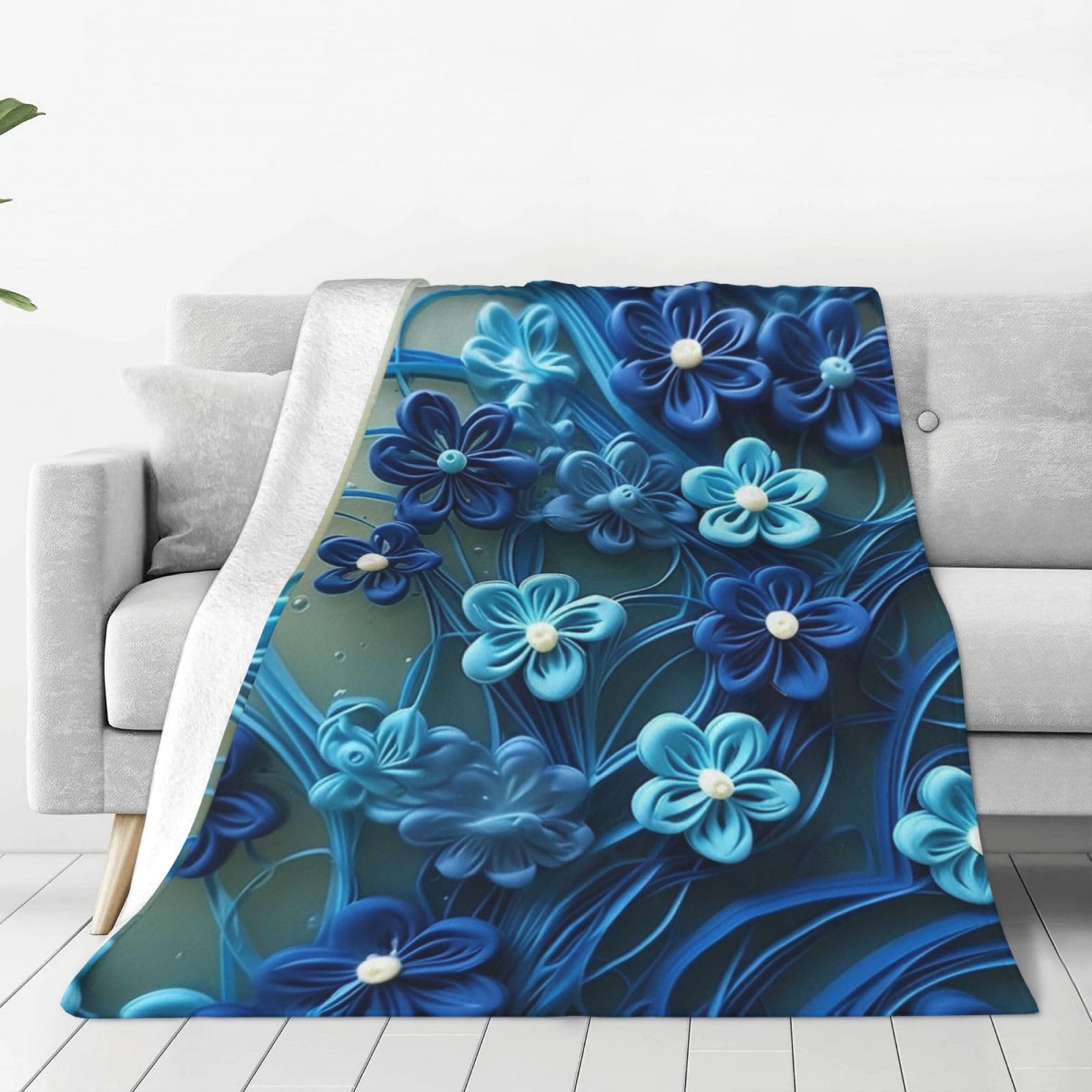 Couverture polaire confortable bleu plaid peluche lit et canapé