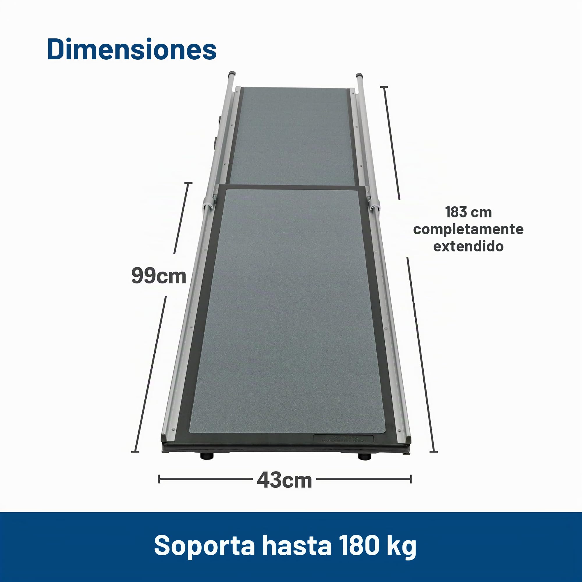 PetSafe Rampa telescópica Happy Ride, Ligera y transportable para Mascotas, para automóviles Grandes, Marco de Aluminio Resistente, 99-183 cm de Largo, Soporta hasta 181 kg