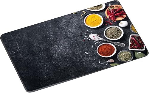 KESPER 36362 Glass Chopping Board 29.5 x 19 cm Spices Motif