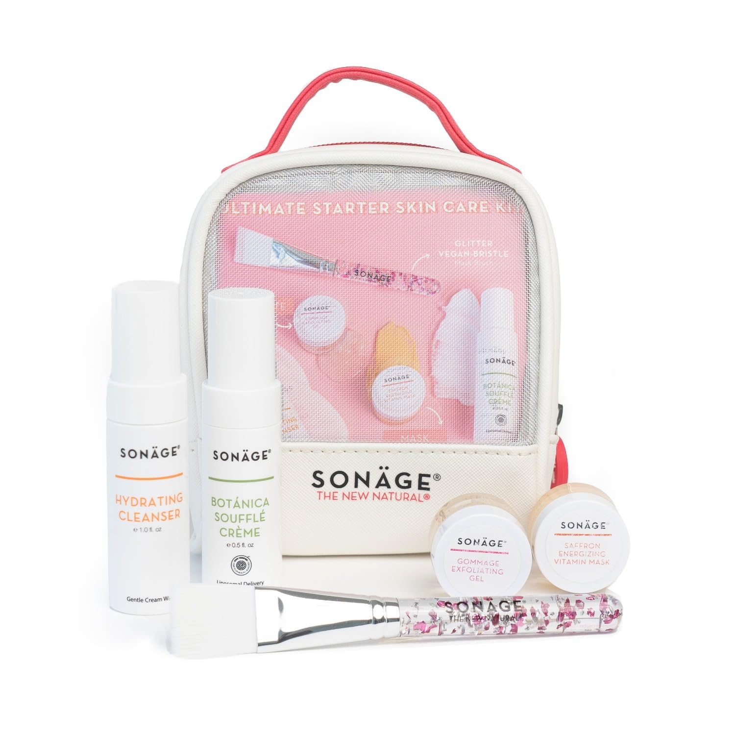 Sonage Skincare Gift Set for Women: Anti-Aging, Travel-Friendly, Perfect for Radiant Skin | 5 Products: Cleanser, Exfoliant, Hydrating & Brightening Face Mask, Vegan Bristle Mask Brush & Moisturizer