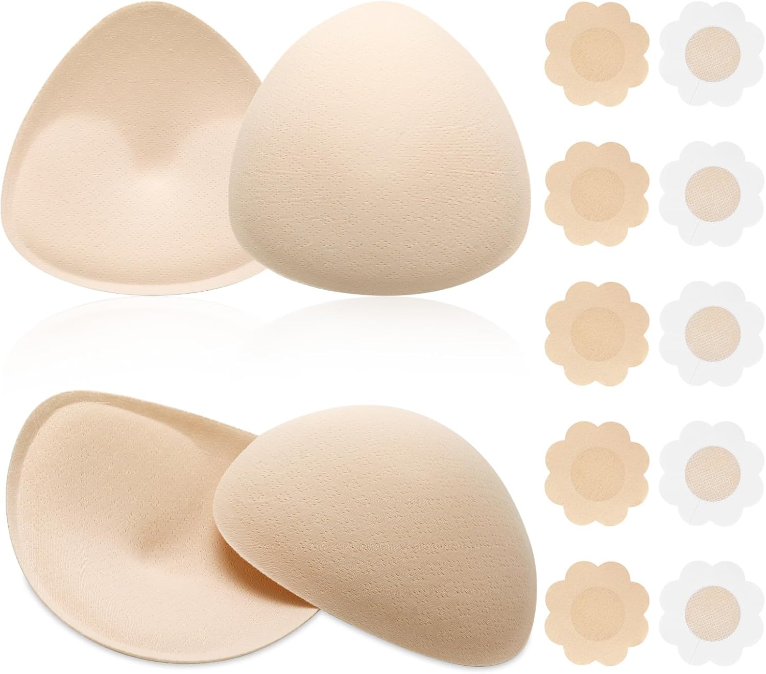 WLLHYF Bra Pads Inserts, 2 Pairs Reusable Triangle Sports Bra Insert with 10 Pcs Nipple Covers Push Up Removable Bras Inserts Enhancers for Women Sports Bras A/B/C/D Cup