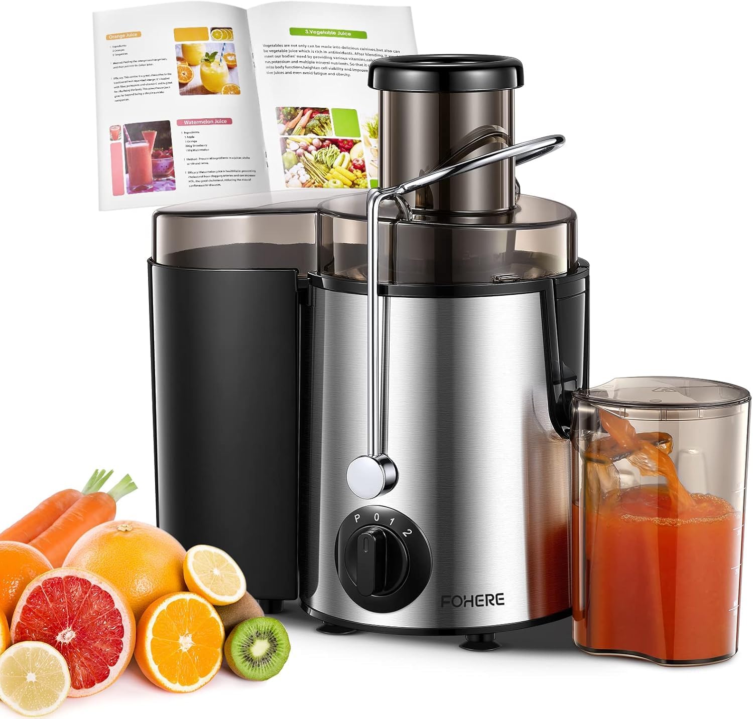 Juicer Machines FOHERE Juicers Whole Fruit and Vegetable, Extractor Max Power 800W Juice maker,Centrifugal Juicer with 3 Speed Control, 400W Motor, Brush Included Easy to Clean-image-25