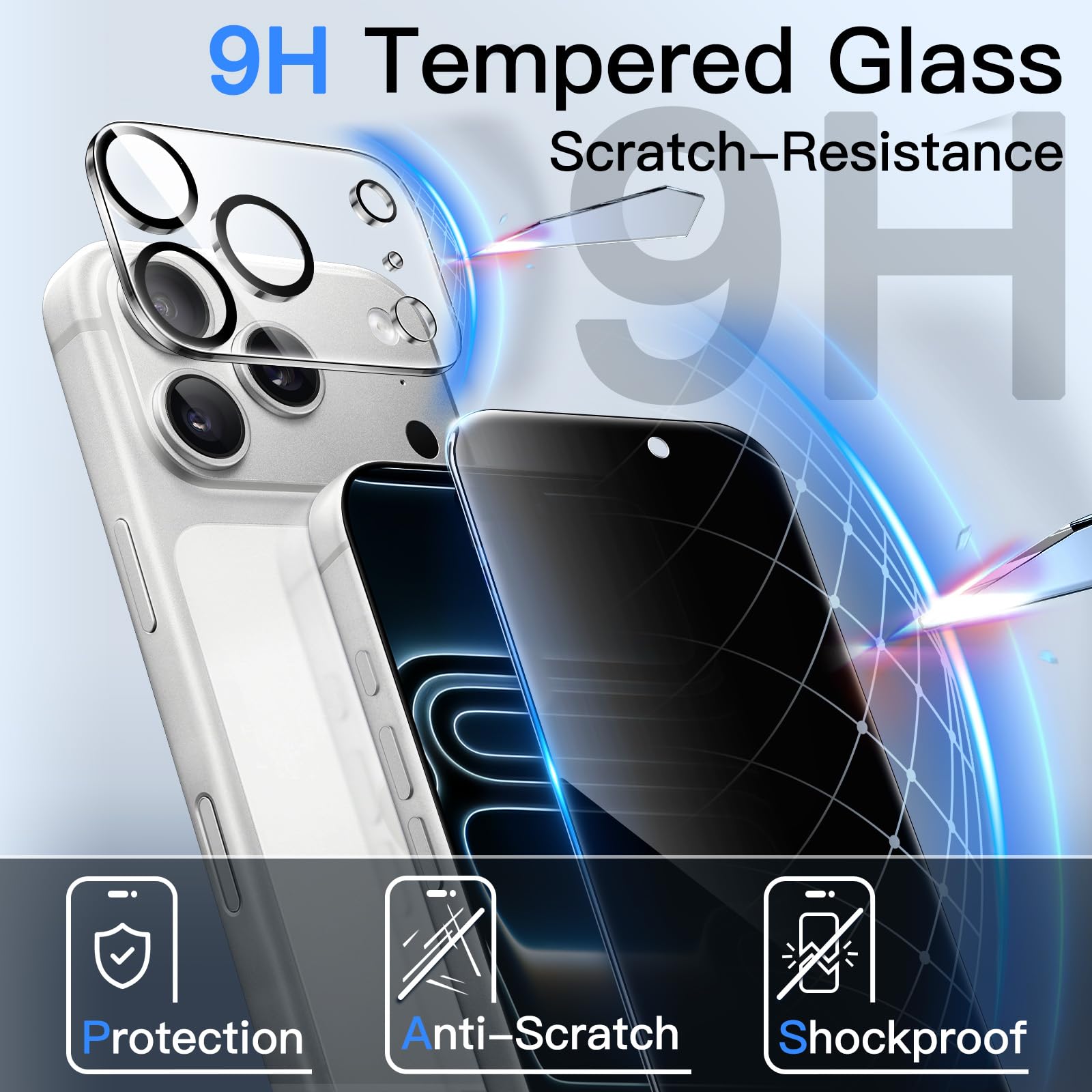 JETech Privacy Pellicola Protettiva per iPhone 17 Pro 6,3 Pollici con Protezione per Obiettivo Fotocamera, Vetro Temperato Film con Strumento di Installazione Facile, Pacco da 2 Ciascuno