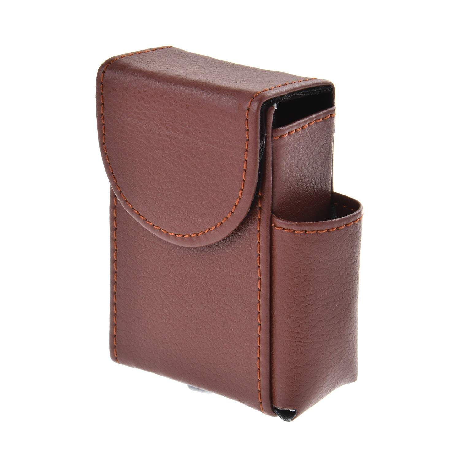 Case for Cigarette Packets Made of PU Leather, with Extra Pocket for a Mini Lighter (not Included), Color: Brown, Mod. 327-02