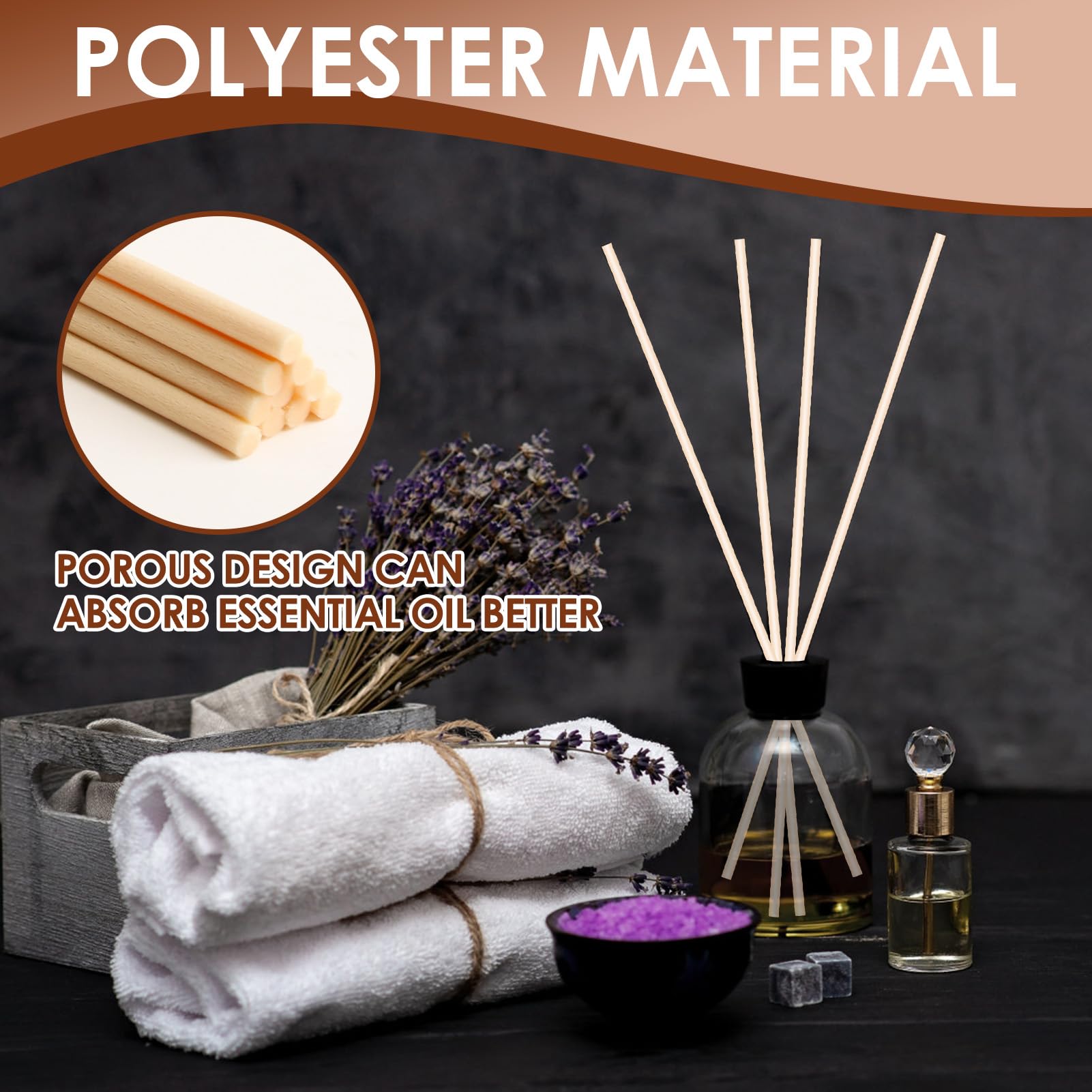 PATIKIL 100-Pack Reed Diffuser Sticks (12 Inch) With Storage Bottle - Black Fiber Fragrance Refill Sticks