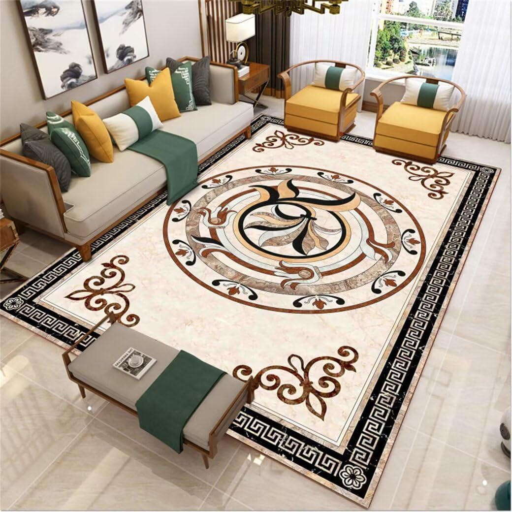 Tapis couloir long noir 60x110 motif imprimé rétro pour chambre ado