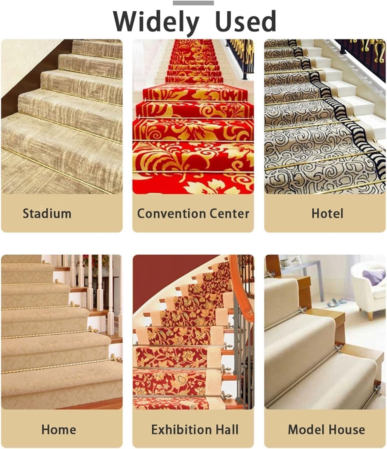 AVLLSO Stair Carpet Rod, Polished Bright Brass Stair Carpet Rod with Fixing Bracket Hardware, Hollow Stair Carpet Rod(75cm/30in/2.5ft)
