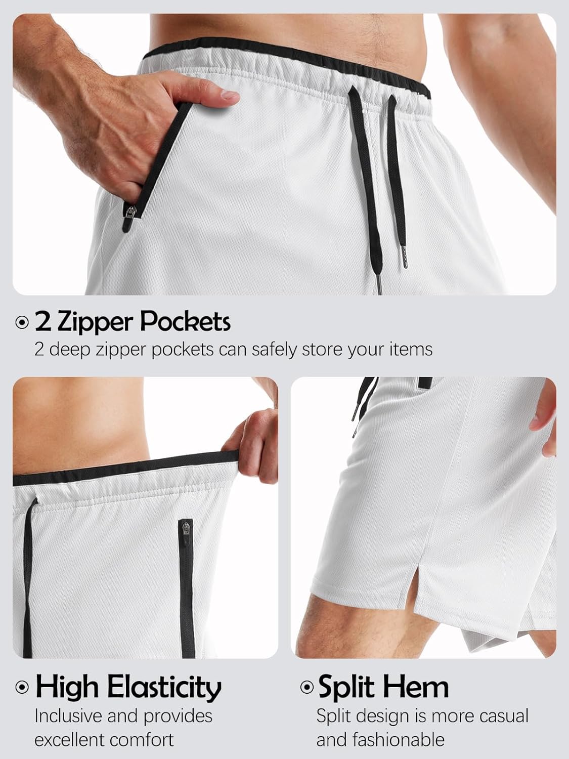 Aolesy Men's Gym Workout Shorts 5"/7"/10" Lightweight Bodybuilding Athletic Shorts Running Training with Zip Pockets - Image 5