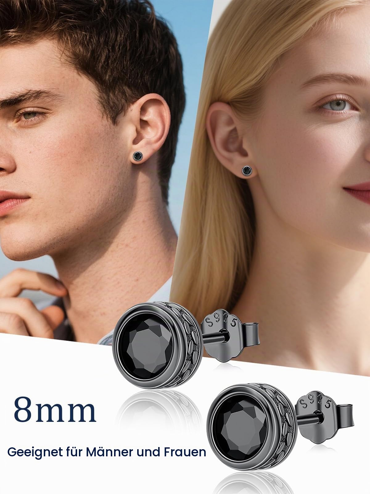 Herren Ohrstecker 925 Sterling Silber